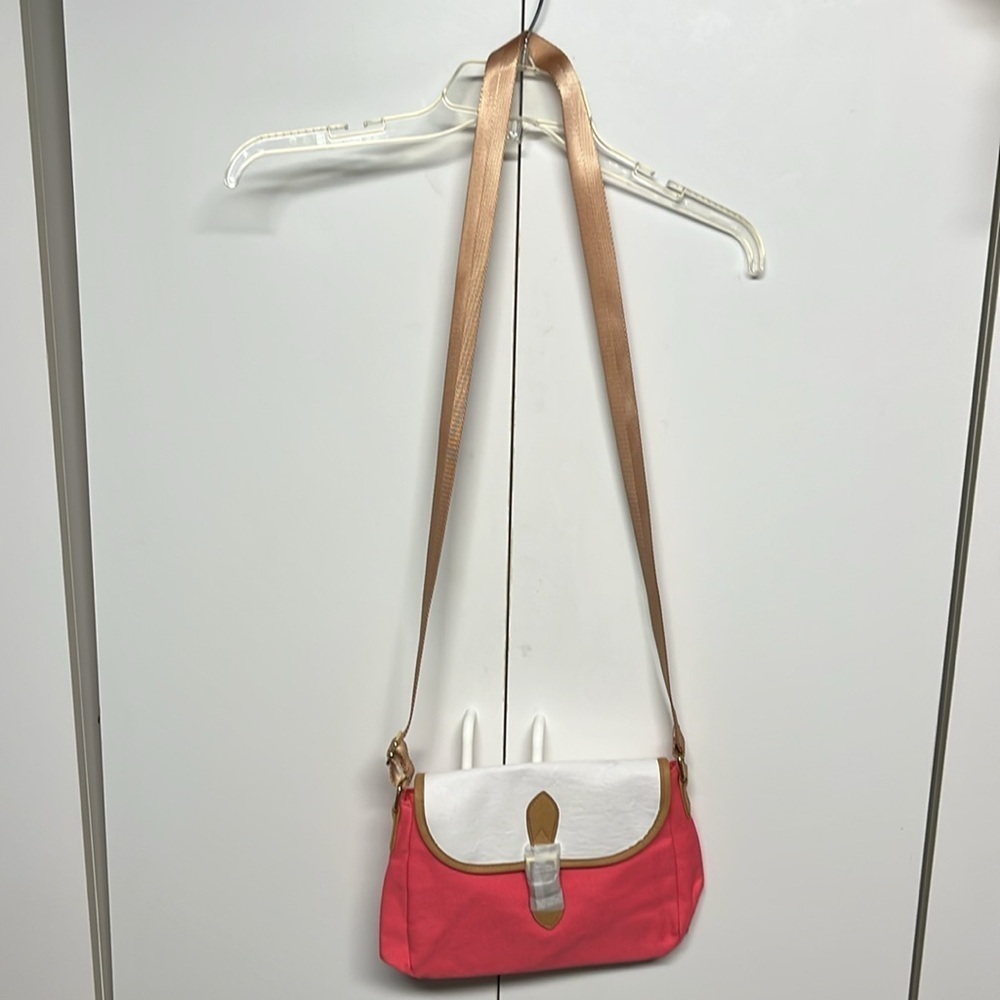 Pink White Nylon Crossbody Bag Lightweight Preppy Y2K Shoulder Purse